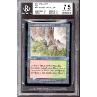Magic the Gathering Onslaught Foil Wooded Foothills BGS 7.5 (9.5, 7.5, 8, 6.5)