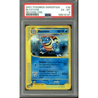 Pokemon Expedition Reverse Holo Foil Blastoise 36/165 PSA 6