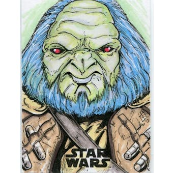 Star Wars Force Awakens Maz's Castle Alien 1/1 Sketch Card - Bryan Silverbax