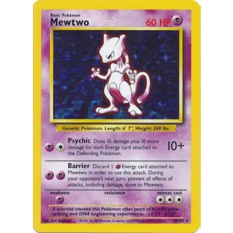 Pokemon Base Set 1 Single Mewtwo 10/102 - MODERATE PLAY (MP)