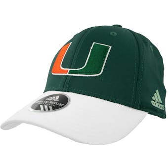 Miami Hurricanes Adidas Green Offical Sideline Flex Fit Hat (Adult S/M)