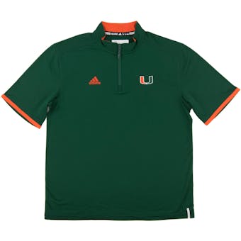 Miami Hurricanes Adidas Green Climalite Performance 1/4 Zip SS Shirt (Adult XX-Large)