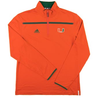 Miami Hurricanes Adidas Orange Climalite Performance 1/4 Zip LS Shirt