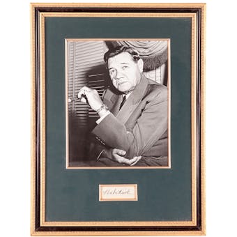 Babe Ruth Autographed New York Yankees Framed Signature Cut (JSA Letter)