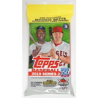2019 Topps Series 2 Baseball Jumbo Value 34-Card Pack (Mookie Betts Insert) (Lot of 5)