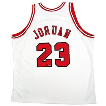Michael Jordan Autographed Chicago Bulls HOF 2009 #/123 White Jersey (UDA COA)