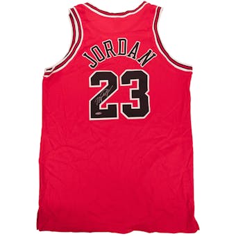 Michael Jordan Autographed Chicago Bulls Red Jersey (UDA)