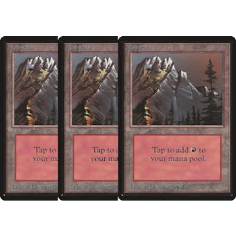 Magic the Gathering Beta 3x LOT Mountain (Right Trees) x3 LIGHTLY/MODERATELY PLAYED (LP/MP) Basic Land