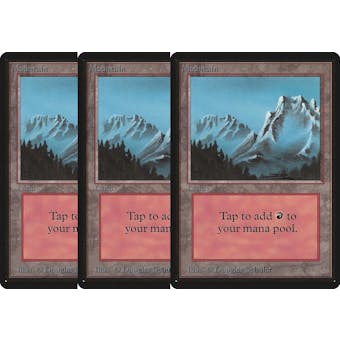 Magic the Gathering Beta 3x LOT Mountain (Left Trees) x3 LIGHTLY/MODERATELY PLAYED (LP/MP)