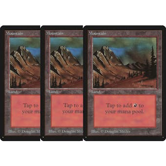 Magic the Gathering Beta 3x LOT Mountain (Brown Sky) x3 LIGHTLY/MODERATELY PLAYED (LP/MP)