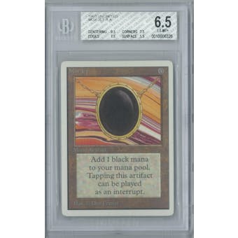 Magic the Gathering Unlimited Mox Jet, ungraded with the label for a BGS 6.5 (9.5, 7.5, 7.5, 5.5)