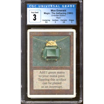 Magic the Gathering Unlimited Mox Emerald CGC 3 HEAVILY PLAYED (HP)