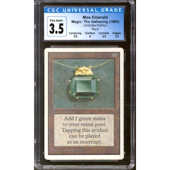 Magic the Gathering Unlimited Mox Emerald CGC 3.5 HEAVILY PLAYED (HP)