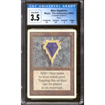 Magic the Gathering Unlimited Mox Sapphire CGC 3.5 HEAVILY PLAYED (HP)