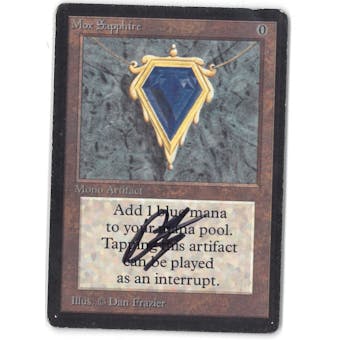 Magic the Gathering Beta Single Mox Sapphire (SIGNED BY ARTIST) - MODERATE PLAY (MP)
