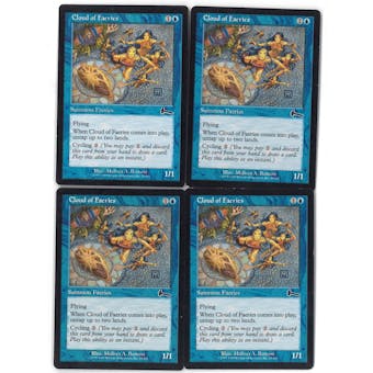 Magic the Gathering Urza's Legacy PLAYSET Cloud of Faeries X4 - SLIGHT PLAY (SP)