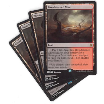 Magic the Gathering Khans of Tarkir FOIL PLAYSET Bloodstained Mire X4 MODERATELY PLAYED (MP)