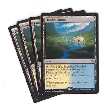Magic the Gathering Khans of Tarkir PLAYSET Flooded Strand X4- MODERATE PLAY (MP)