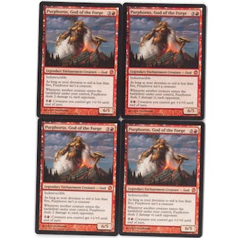 Magic the Gathering Theros PLAYSET Purphoros, God of the Forge X4 - NEAR MINT (NM)