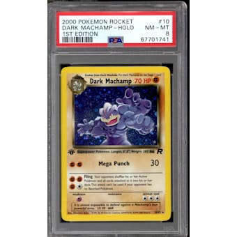 Pokemon Team Rocket 1st Edition Dark Machamp 10/82 PSA 8