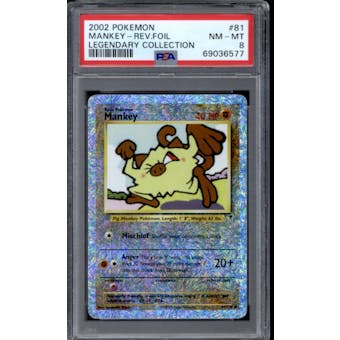 Pokemon Legendary Collection Reverse Holo Foil Mankey 81/110 PSA 8