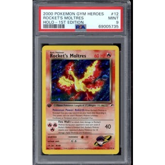 Pokemon Gym Heroes 1st Edition Rocket's Moltres 12/132 PSA 9