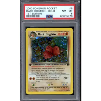 Pokemon Team Rocket 1st Edition Dark Dugtrio 6/82 PSA 8