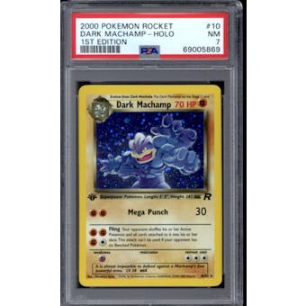 Pokemon Team Rocket 1st Edition Dark Machamp 10/82 PSA 7