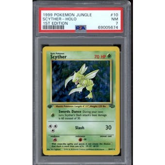 Pokemon Jungle 1st Edition Scyther 10/64 PSA 7