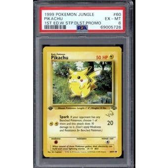 Pokemon Jungle 1st Edition W Duelist Stamp Pikachu 60/64 PSA 6