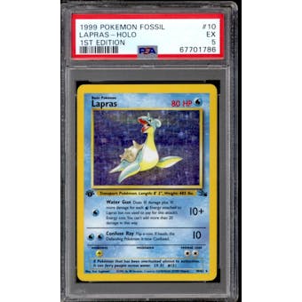 Pokemon Fossil 1st Edition Lapras 10/62 PSA 5
