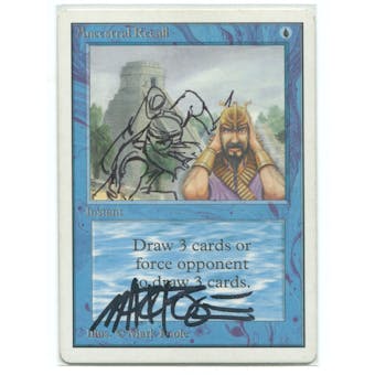 Magic the Gathering Unlimited Single Ancestral Recall ARTIST ALTERED - SLIGHT PLAY (SP)