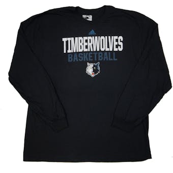 Minnesota Timberwolves Adidas Black The Go To Long Sleeve Tee Shirt (Adult S)