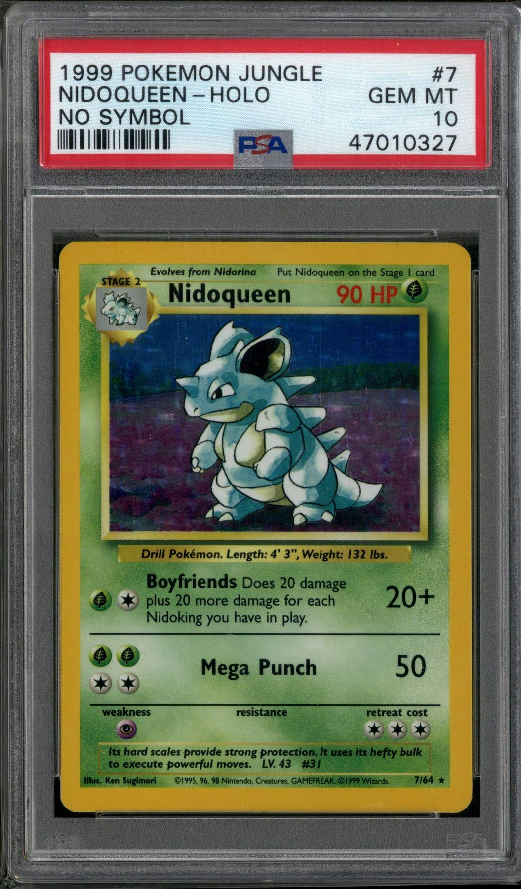 Pokemon Jungle No Symbol Nidoqueen 7 64 Psa 10 Gem Mint 327 Pop 26 Da Card World
