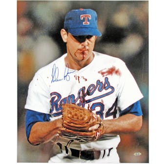 Nolan Ryan Autographed Texas Rangers 16x20 (Blood) Photograph (Steiner)