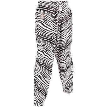 New Orleans Saints Zubaz Black and White Zebra Print Pants (Adult L)