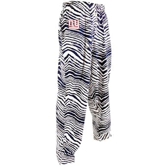 New York Giants Zubaz Blue and White Zebra Print Pants (Adult M)