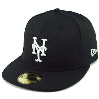 New York Mets New Era 59Fifty Fitted Black Hat (7 3/8)