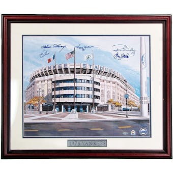 1978 Yankees - Yankee Stadium Litho Autographed & Framed Reggie Jackson +