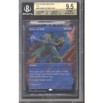 Magic the Gathering Double Masters Foil Borderless Force of Will BGS 9.5 (9.5, 9, 9.5, 9.5) GEM MINT
