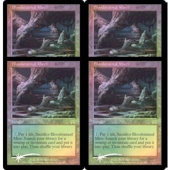 Magic the Gathering Onslaught PLAYSET Bloodstained Mire FOIL NEAR MINT/SLIGHT PLAY (NM/SP)