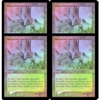Magic the Gathering Onslaught PLAYSET Wooded Foothills FOIL NEAR MINT/SLIGHT PLAY (NM/SP)