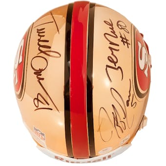 Jerry Rice, Terrell Owens, and Jeff Garcia Autographed 49ers Chrome Mini Helmet (GTSM)