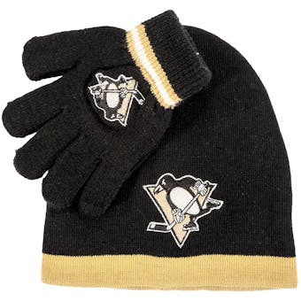 Pittsburgh Penguins Reebok Team Cuffless Knit Hat and Glove Set (Boys 4-7)