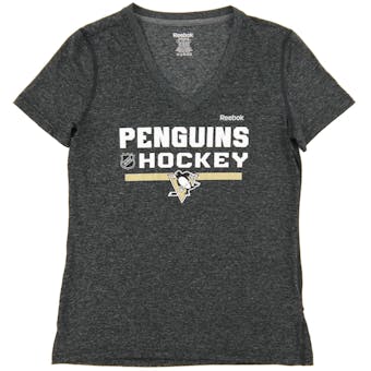Pittsburgh Penguins Reebok Heather Gray Play Dry Performance Tee Shirt (Womens XX-Large)