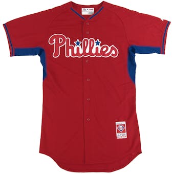 Philadelpiha Phillies Majestic Red BP Cool Base Authentic Performance Jersey