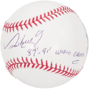 Tom Kelly Autographed Minnesota Twins MLB Baseball w/"87-91 World Series Champs" (PSA)