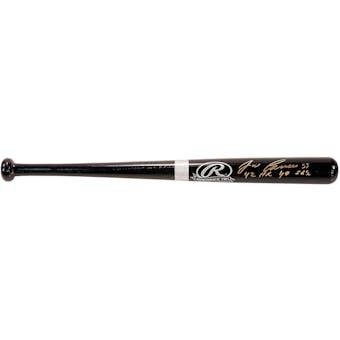 Jose Canseco Autographed Oakland A's Rawlings Mini Bat w/"42HRS 40SBS" Insc. (Leaf)