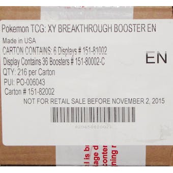Pokemon XY BREAKthrough Booster 6-Box Case