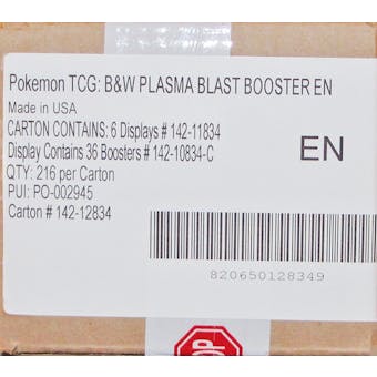 Pokemon Black & White: Plasma Blast Booster 6-Box Case